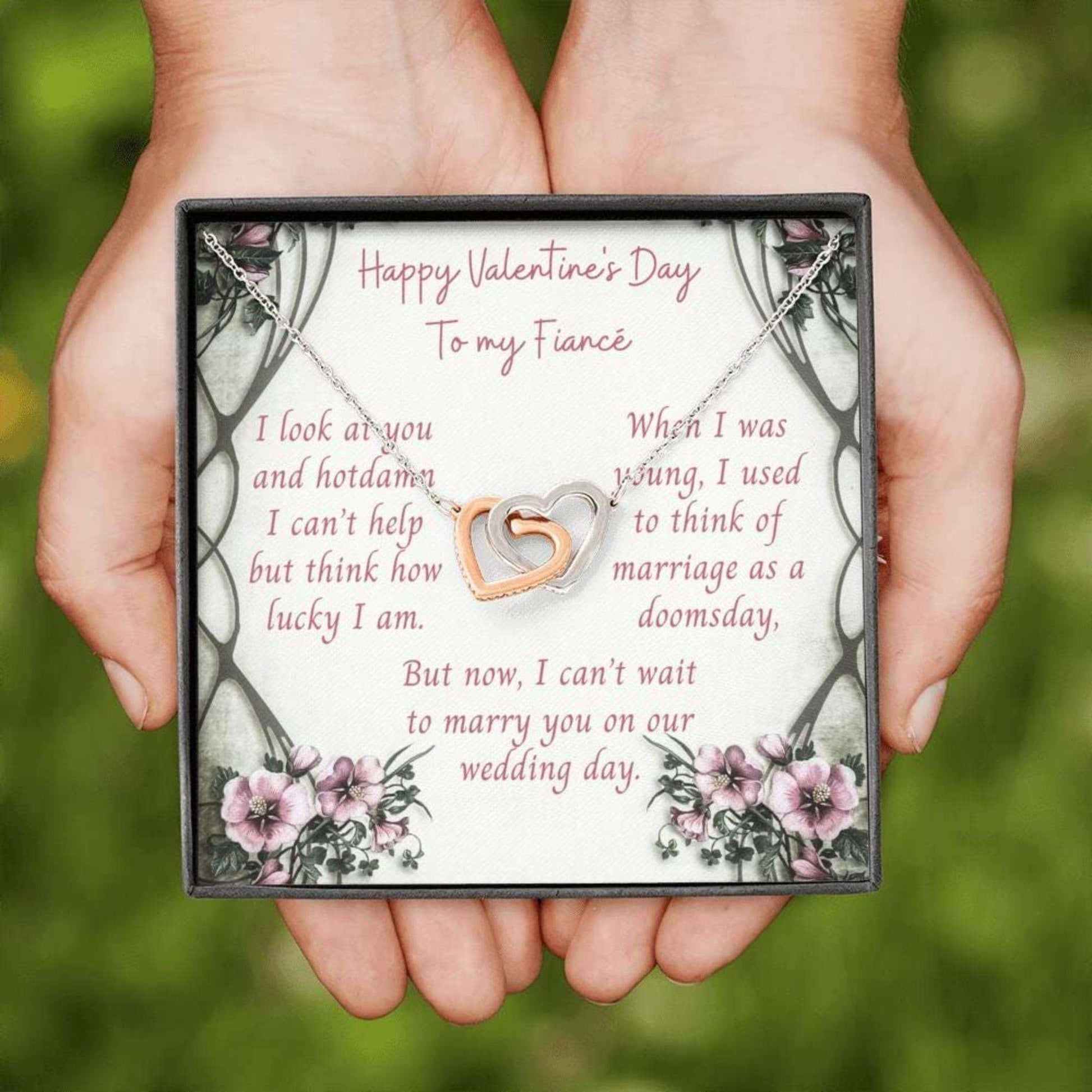 Girlfriend Necklace, To My Fiance Necklace, Happy Valentine’S Day Necklace Gift With Message Card Gifts For Friend Rakva