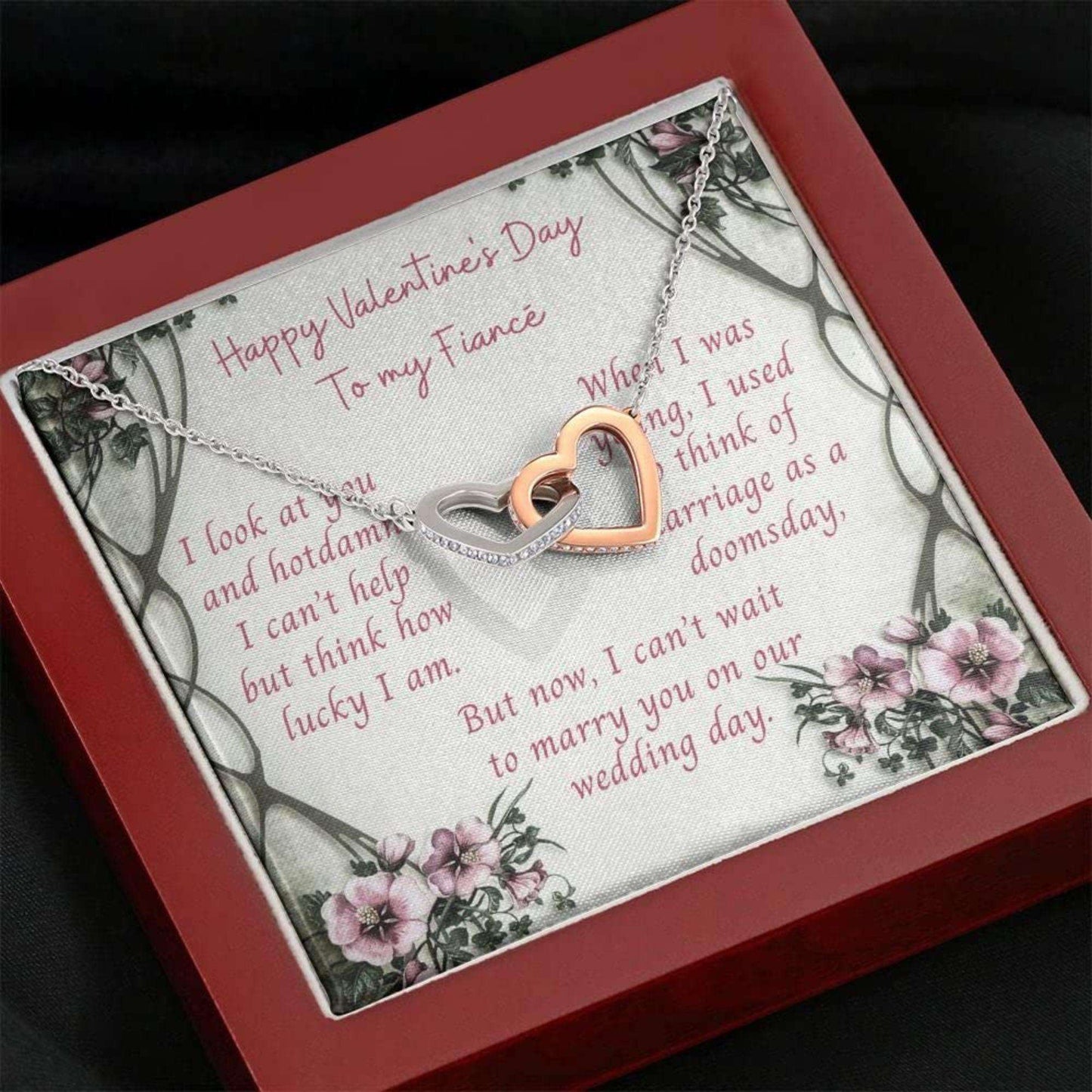 Girlfriend Necklace, To My Fiance Necklace, Happy Valentine’S Day Necklace Gift With Message Card Gifts For Friend Rakva