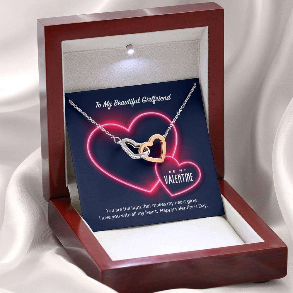 Girlfriend Necklace, To My Girlfriend Be My Valentine Interlocking Hearts Necklace Gift For Bride Rakva