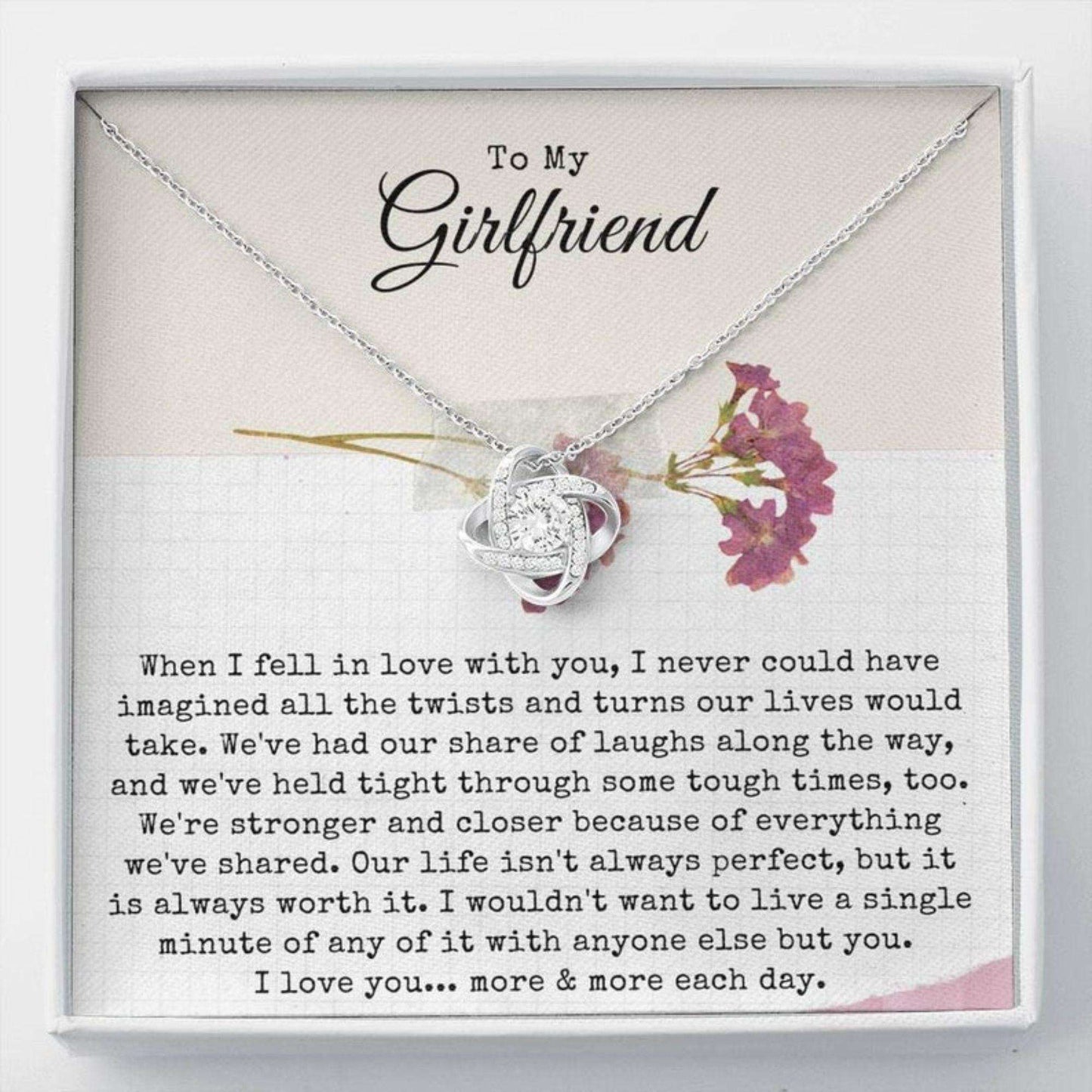 Girlfriend Necklace, To My Girlfriend Love Knot Necklace, Valentines Day Gift For Her, Thoughtful Gift, Gifts For Her, Valentines Day Card Gifts For Friend Rakva