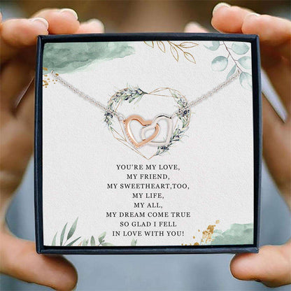 Girlfriend Necklace, To My Girlfriend Necklace Card Message “ Interlocking Hearts Necklace, Jewelry For Her Gifts For Friend Rakva