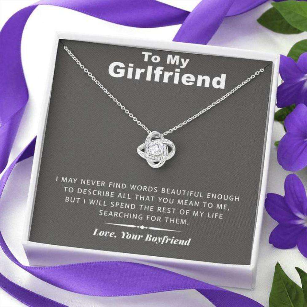 Girlfriend Necklace, To My Girlfriend Necklace Gift “ Never Find The Words Gifts For Boyfriend Rakva