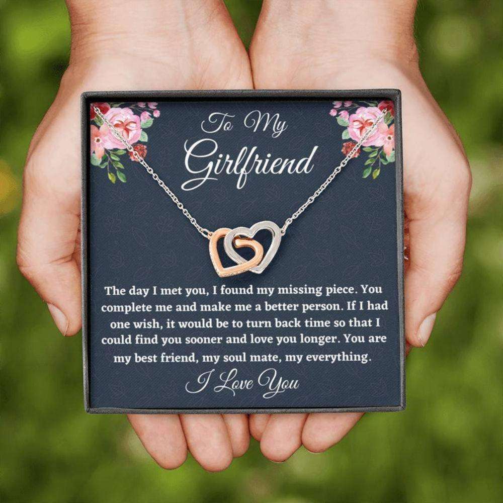 Girlfriend Necklace, To My Girlfriend Necklace Gift, Two Hearts Necklace For Her Birthday, Anniversary Gifts For Friend Rakva