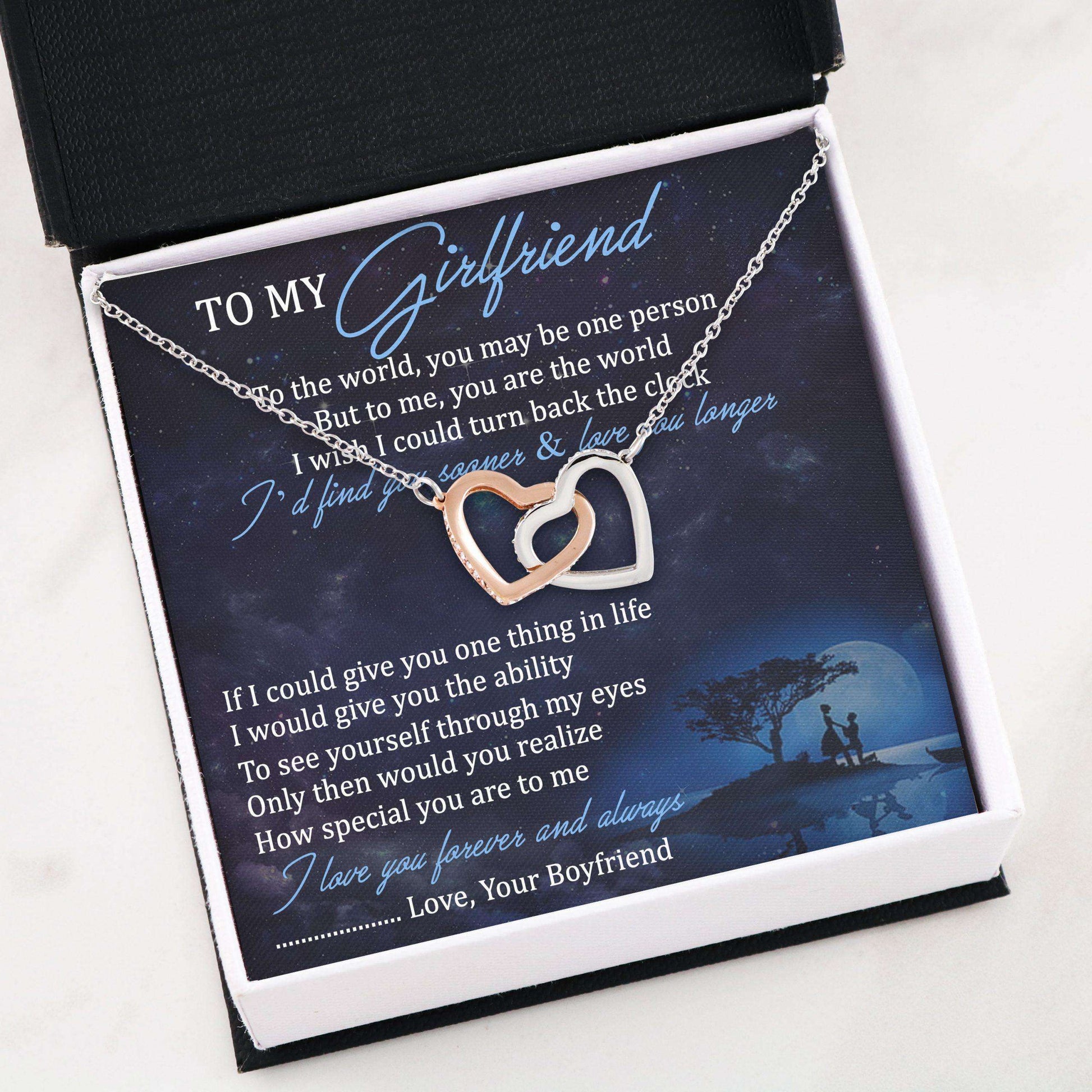 Girlfriend Necklace, To My Girlfriend Necklace “ Interlocking Hearts Gifts For Friend Rakva