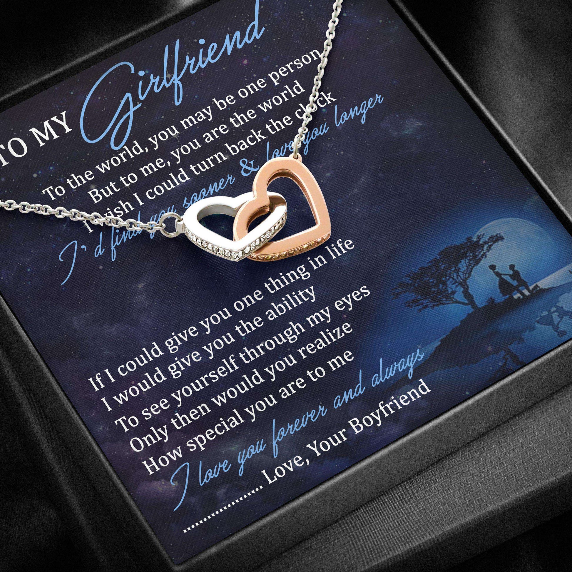 Girlfriend Necklace, To My Girlfriend Necklace “ Interlocking Hearts Gifts For Friend Rakva