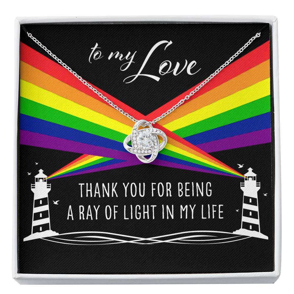 Girlfriend Necklace, To My Love A Ray Of Light In My Life “ Lesbian Gay Lgbtq Love Knot Necklace Gift For Bride Rakva