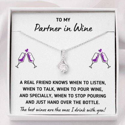 Girlfriend Necklace, To My Partner In Wine Œhand Over The Bottle” Necklace Gift For Karwa Chauth Rakva