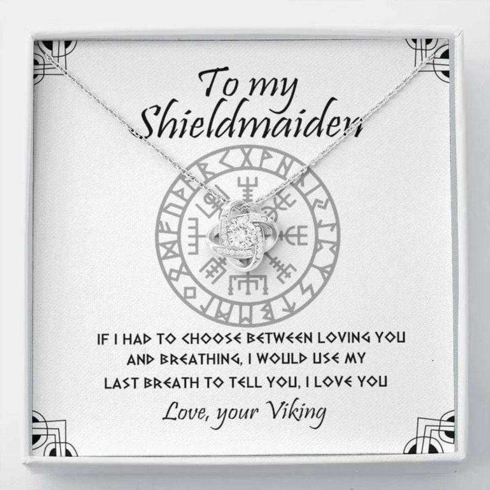 Girlfriend Necklace, To My Shieldmaiden, Love Knot Necklace Gift For Her, Jewelry Box For Women,Trending Necklace Gifts For Friend Rakva