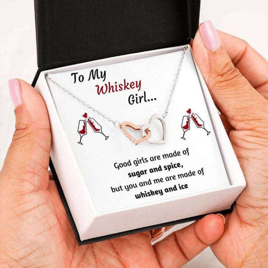 Girlfriend Necklace, To My Whiskey Girl Interlocking Necklace Message Card Gift Box Gifts for Future Wife / fiance Rakva