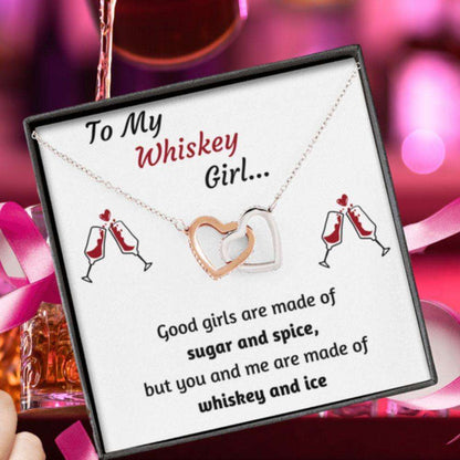 Girlfriend Necklace, To My Whiskey Girl Interlocking Necklace Message Card Gift Box Gifts for Future Wife / fiance Rakva