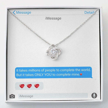 Girlfriend Necklace, Wife Necklace, My Love Necklace “ You Complete Me Message Card “ Love Knots For Karwa Chauth Rakva