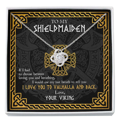 Girlfriend Necklace, Wife Necklace, My Shieldmaiden Breath Love You To Valhalla And Back Viking Personalized Necklace For Women Custom Necklace For Karwa Chauth Rakva