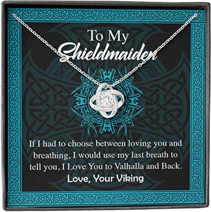 Girlfriend Necklace, Wife Necklace, My Shieldmaiden Necklace Breath Love You To Valhalla And Back Viking Alluring Necklace Gifts for Mother (Mom) Rakva