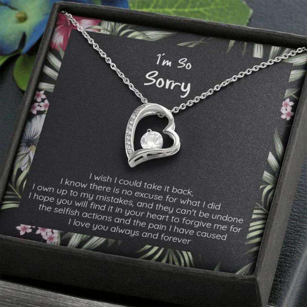 Girlfriend Necklace, Wife Necklace, Sorry Apology Gift, I Wish I Could Take It Back, Cz Heart Necklce For Karwa Chauth Rakva