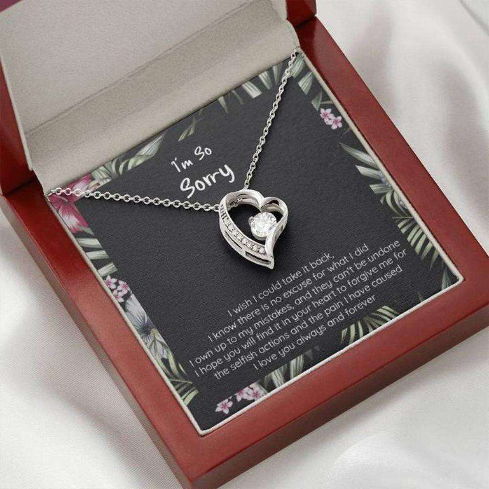 Girlfriend Necklace, Wife Necklace, Sorry Apology Gift, I Wish I Could Take It Back, Cz Heart Necklce For Karwa Chauth Rakva