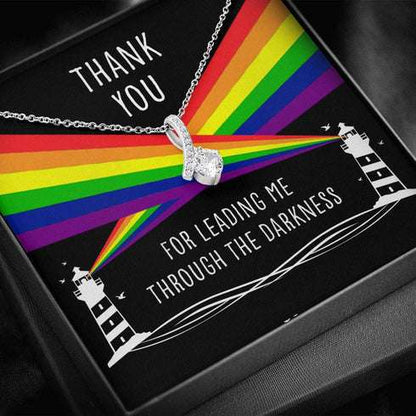 Girlfriend Necklace, Wife Necklace, Thank You For Leading Me Through The Darkness “ Lesbian Gay Lgbtq Alluring Beauty Necklace For Karwa Chauth Rakva