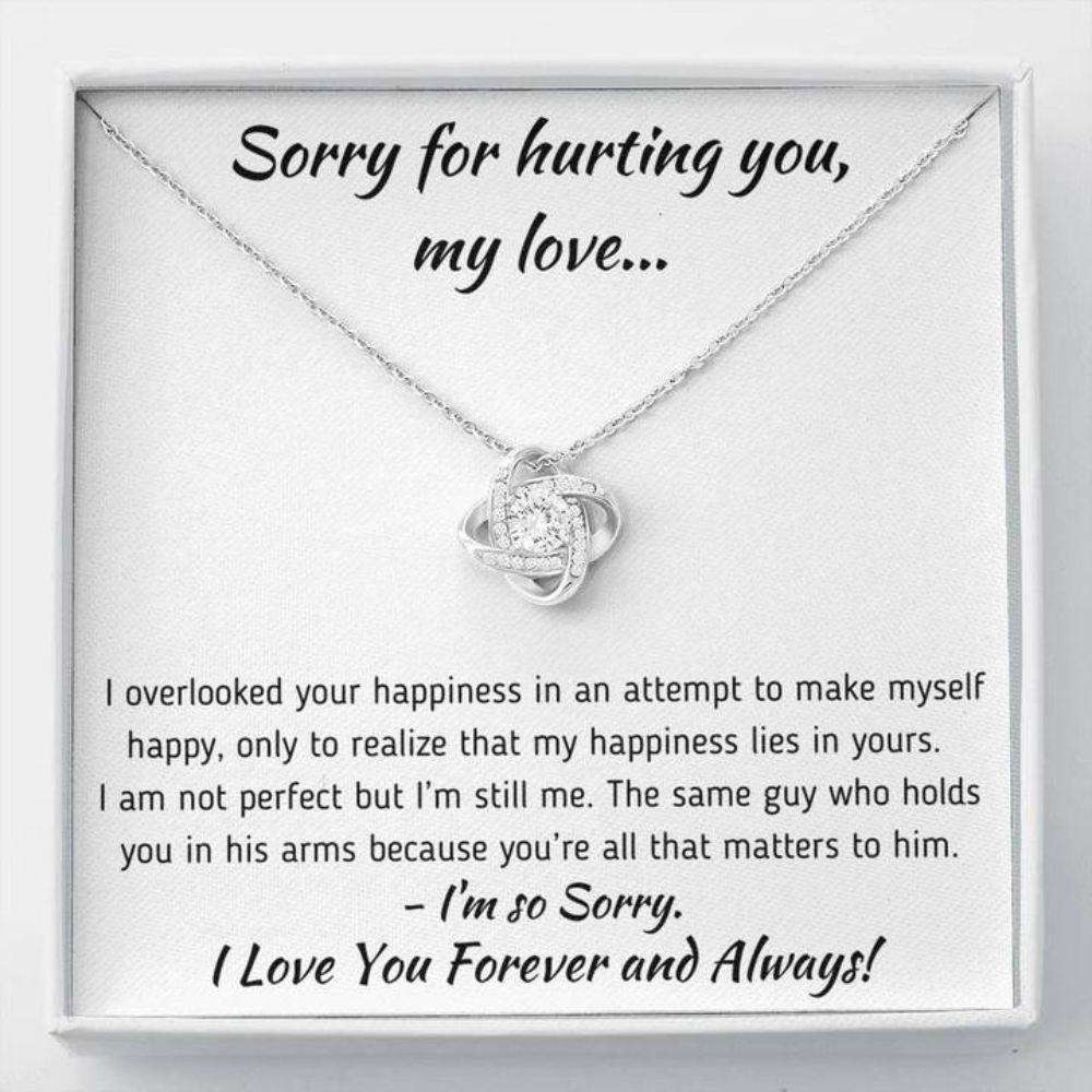 Girlfriend Necklace, Wife Necklace, To My Love Happiness Apology Love Knot Necklace Gift For Karwa Chauth Rakva