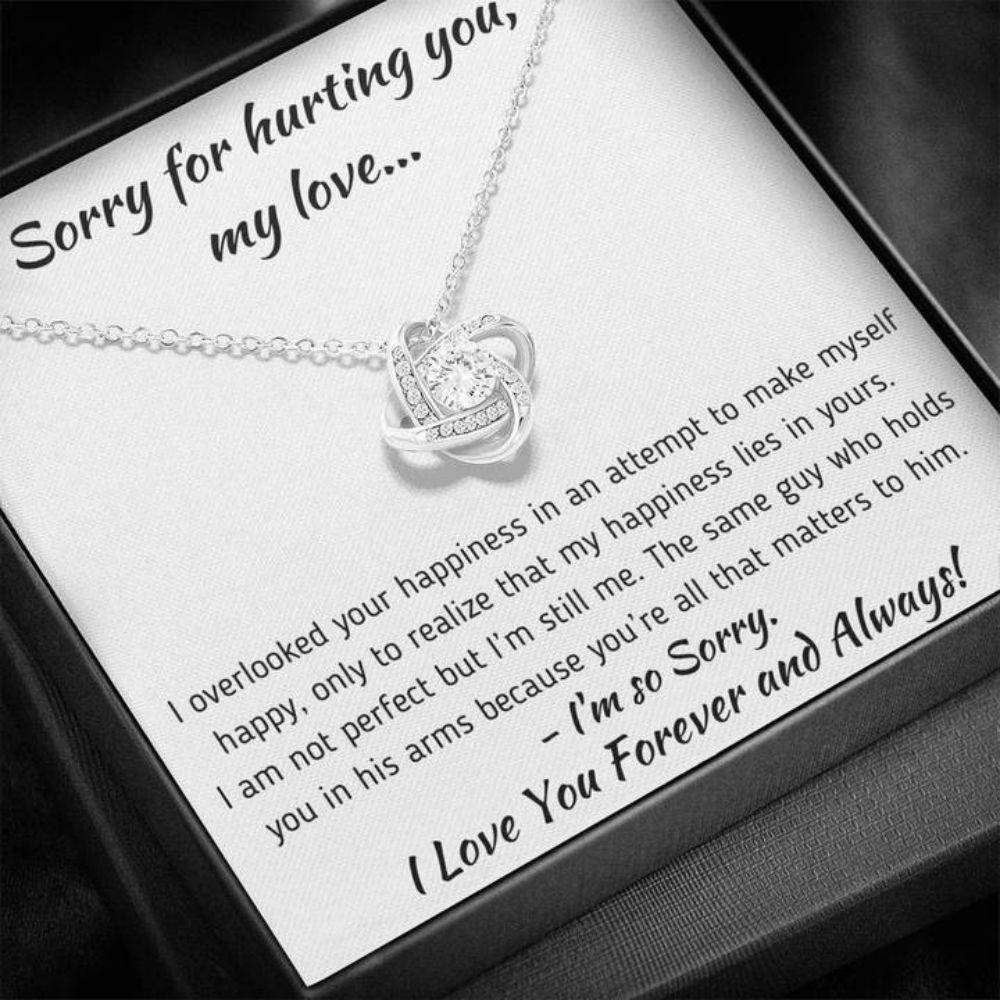 Girlfriend Necklace, Wife Necklace, To My Love Happiness Apology Love Knot Necklace Gift For Karwa Chauth Rakva