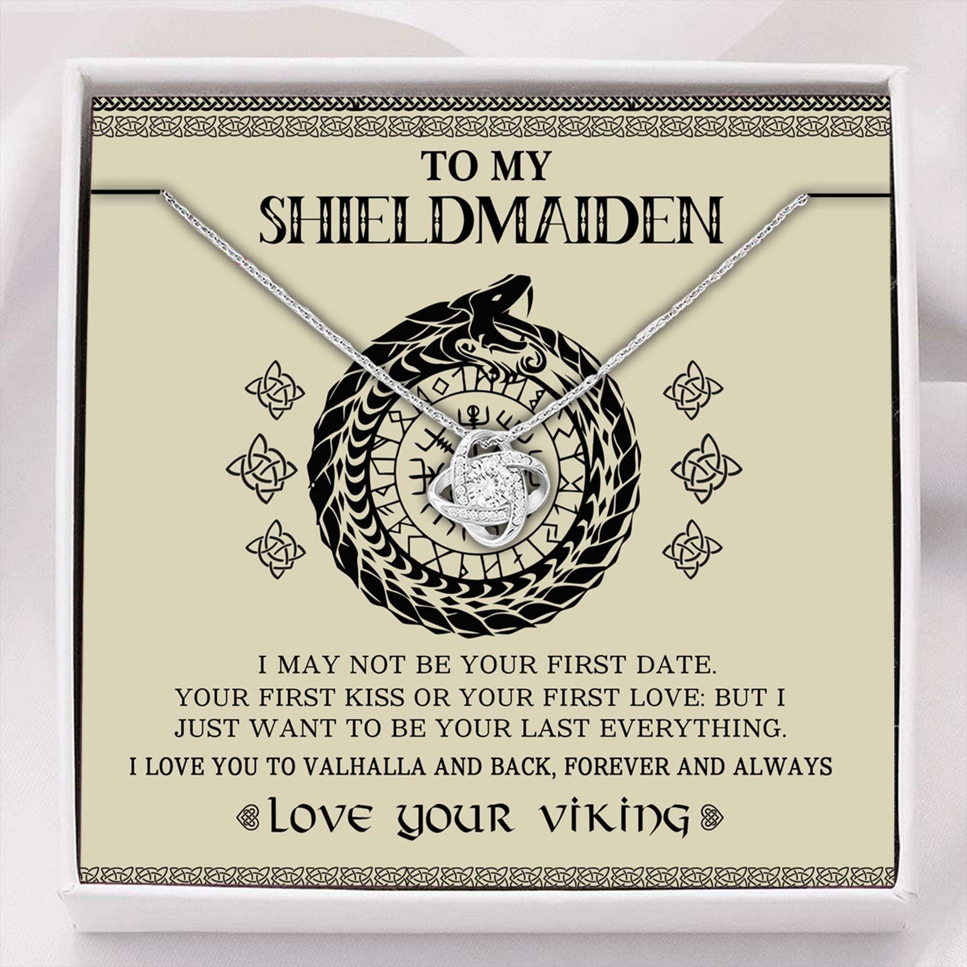 Girlfriend Necklace, Wife Necklace, To My Shieldmaiden I Love You To Valhalla And Back Necklace, Viking Gift For Karwa Chauth Rakva