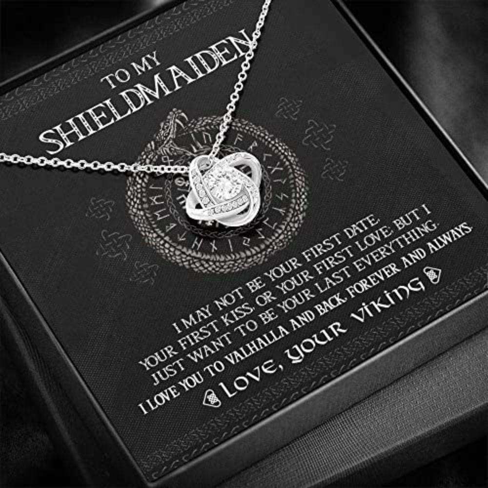 Girlfriend Necklace, Wife Necklace, To My Shieldmaiden I Love You To Valhalla And Back Necklace, Wife Gift, Girlfriend Gift, Viking Gift For Karwa Chauth Rakva