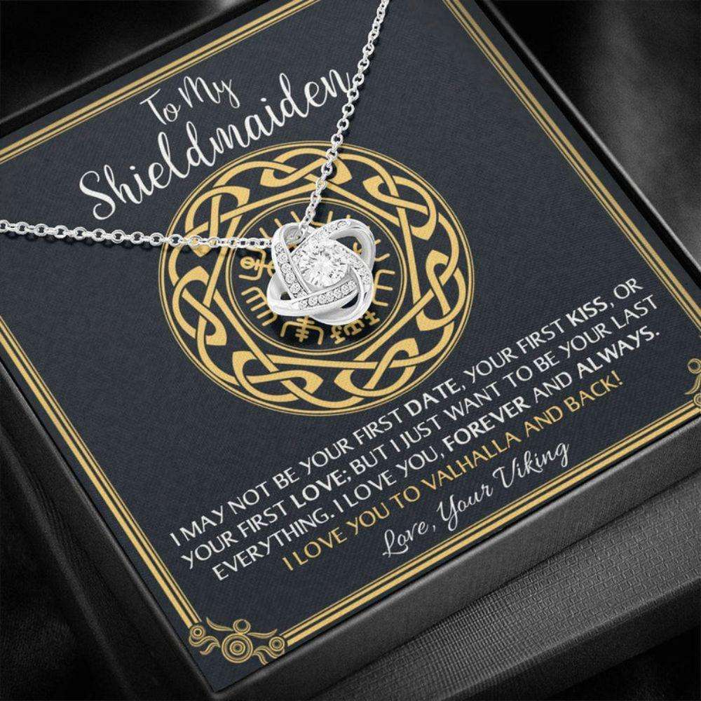 Girlfriend Necklace, Wife Necklace, To My Shieldmaiden Love You To Valhalla And Back Necklace, Wife Girlfriend Viking Gift For Karwa Chauth Rakva