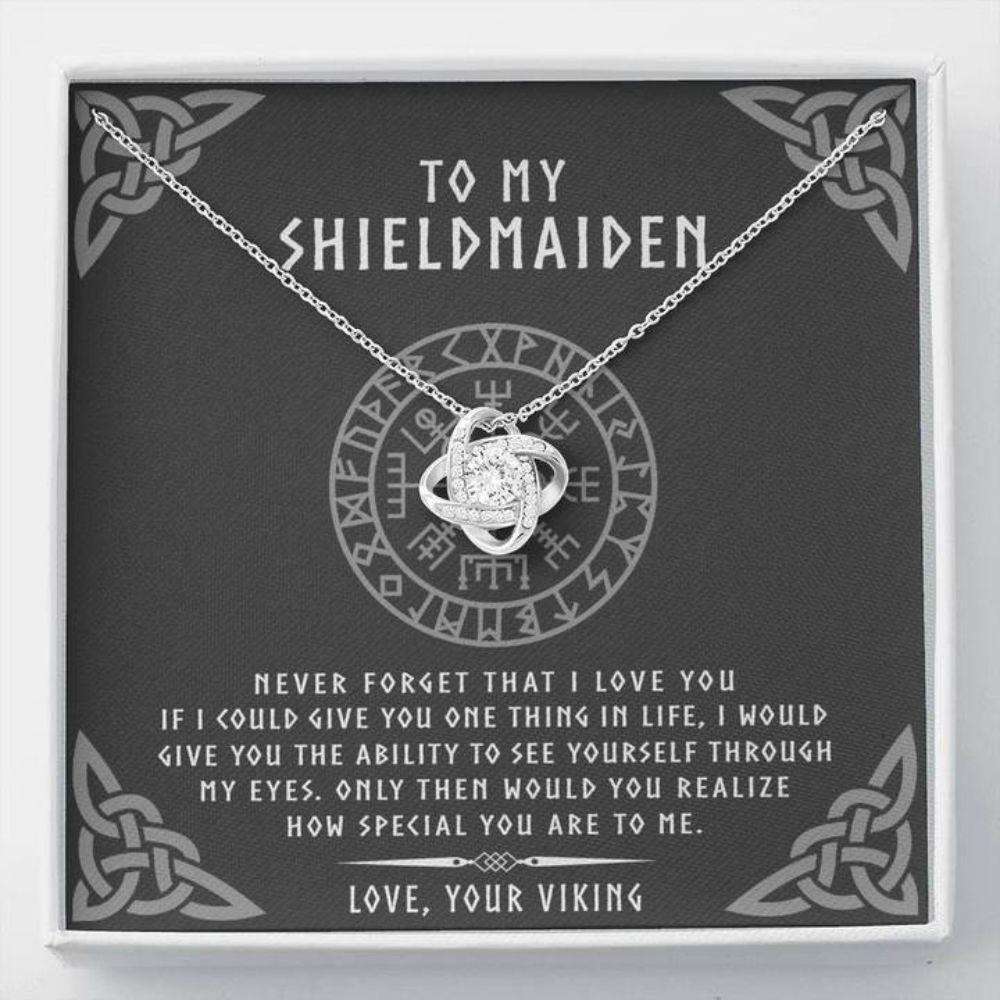 Girlfriend Necklace, Wife Necklace, To My Shieldmaiden Necklace Gift “ Never Forget That I Love You For Karwa Chauth Rakva