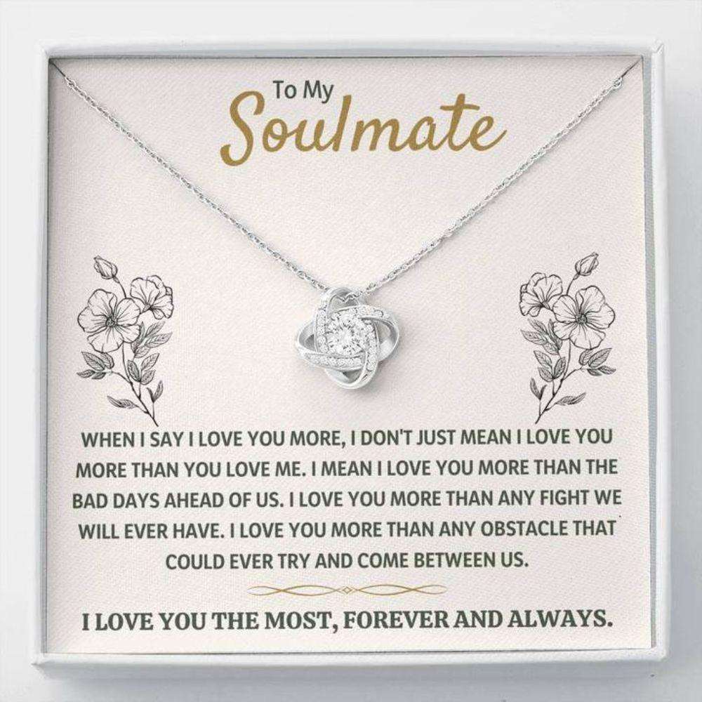 Girlfriend Necklace, Wife Necklace, To My Soulmate The Most “ Golden Love Knot Necklace Gift For Karwa Chauth Rakva