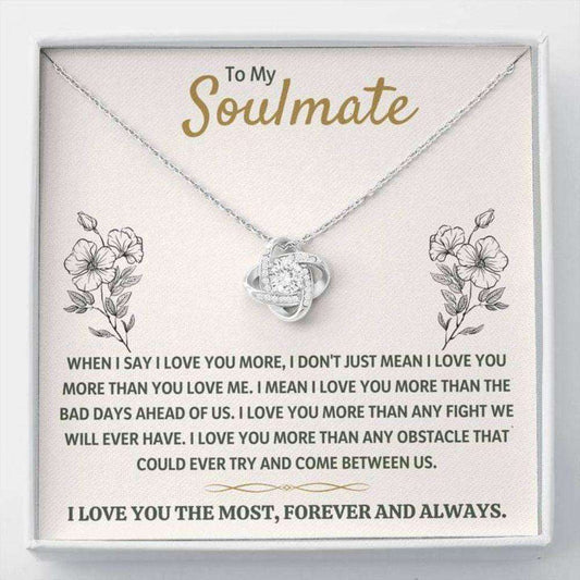 Girlfriend Necklace, Wife Necklace, To My Soulmate The Most “ Golden Love Knot Necklace Gift For Karwa Chauth Rakva