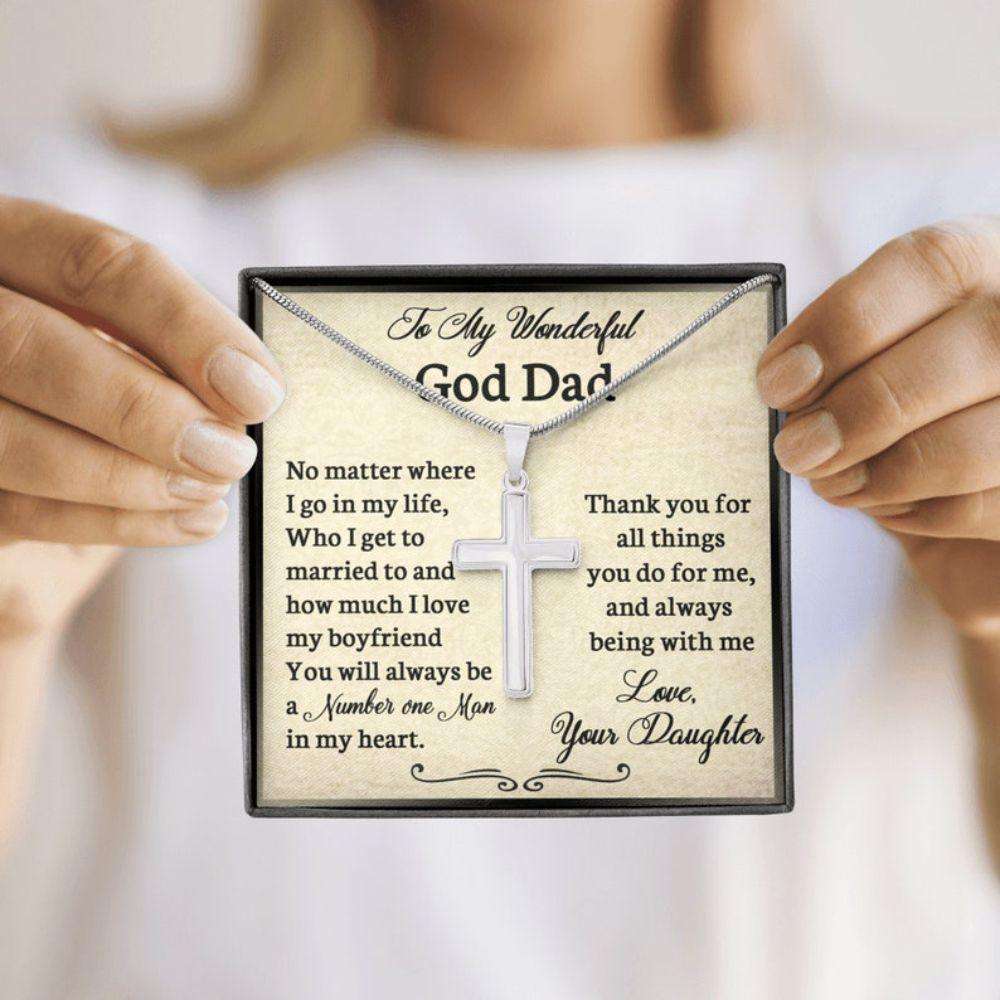 Goddad Necklace, To My Wonderful Goddad Cross Necklace, Father’S Day Gift For God Dad, Necklace Gift For God Dad From Daughter Gifts For Daughter Rakva