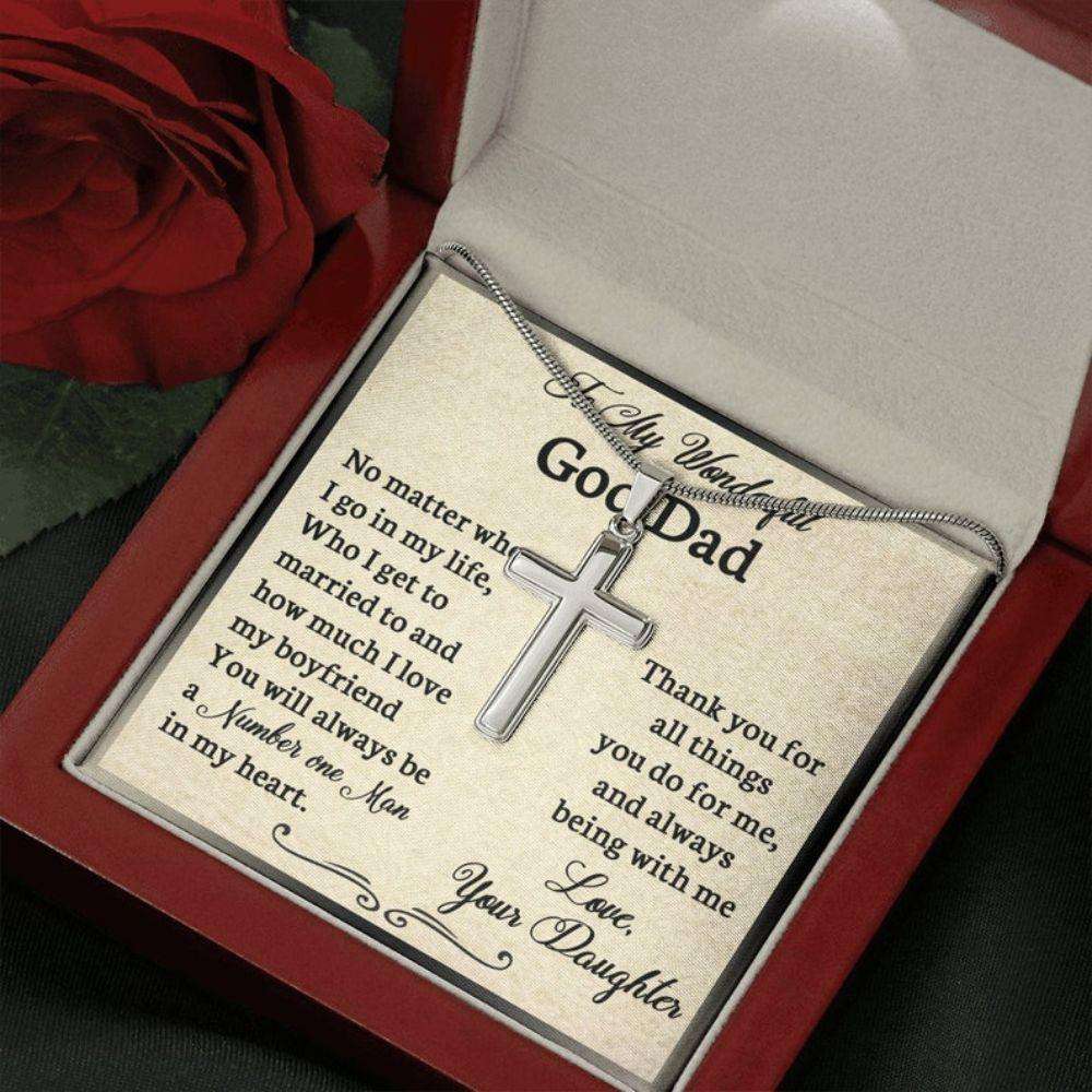 Goddad Necklace, To My Wonderful Goddad Cross Necklace, Father’S Day Gift For God Dad, Necklace Gift For God Dad From Daughter Gifts For Daughter Rakva