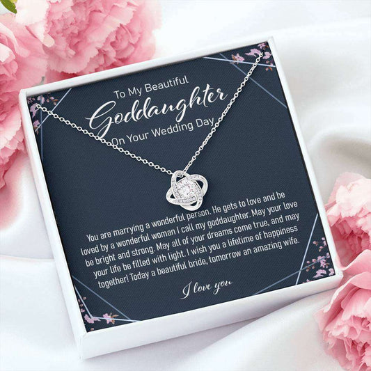 Goddaughter Necklace, Goddaughter Wedding Day Gift Love Knot Necklace Gifts For Daughter Rakva