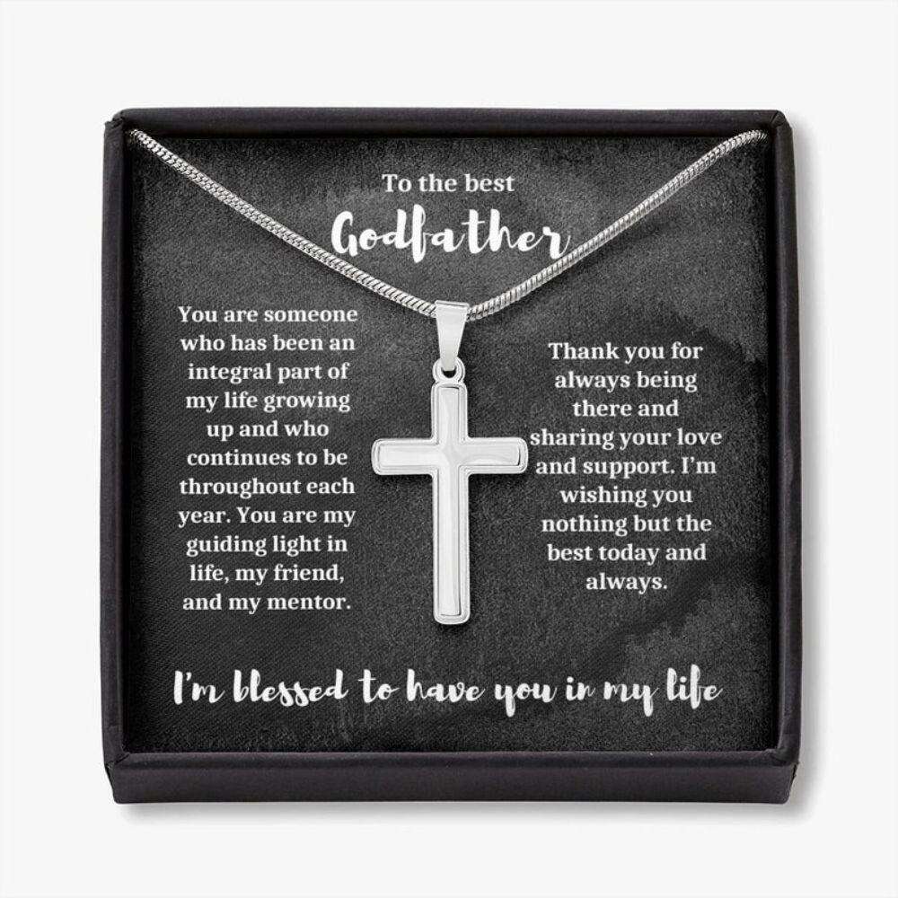 Godfather Necklace, Godfather Gift Christmas, Godfather Birthday Necklace Gift, Gift For Godfather, Cross Necklace For Men Gifts For Godmother/ Godfather Rakva