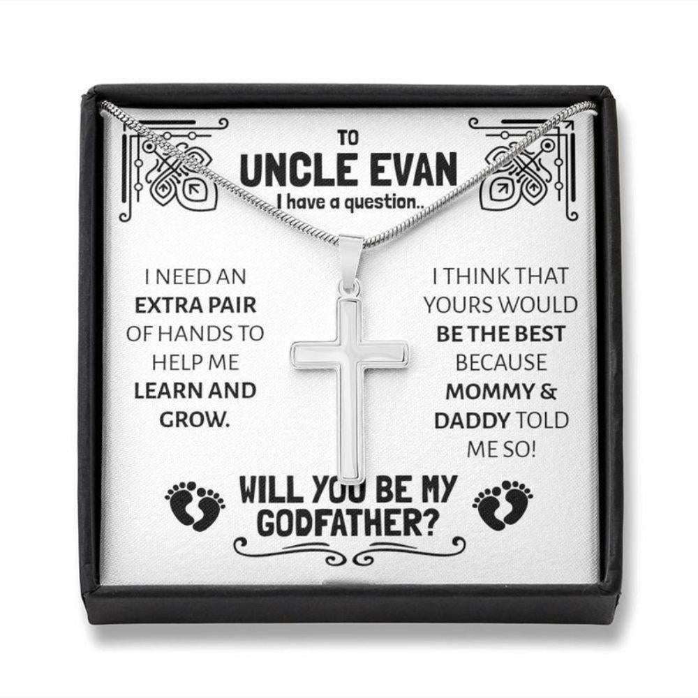 Godfather Necklace, Meaningful Godfather Proposal Cross Necklace, Will You Be My Godfather Gift, Proposing To Godfather Gifts For Godmother/ Godfather Rakva