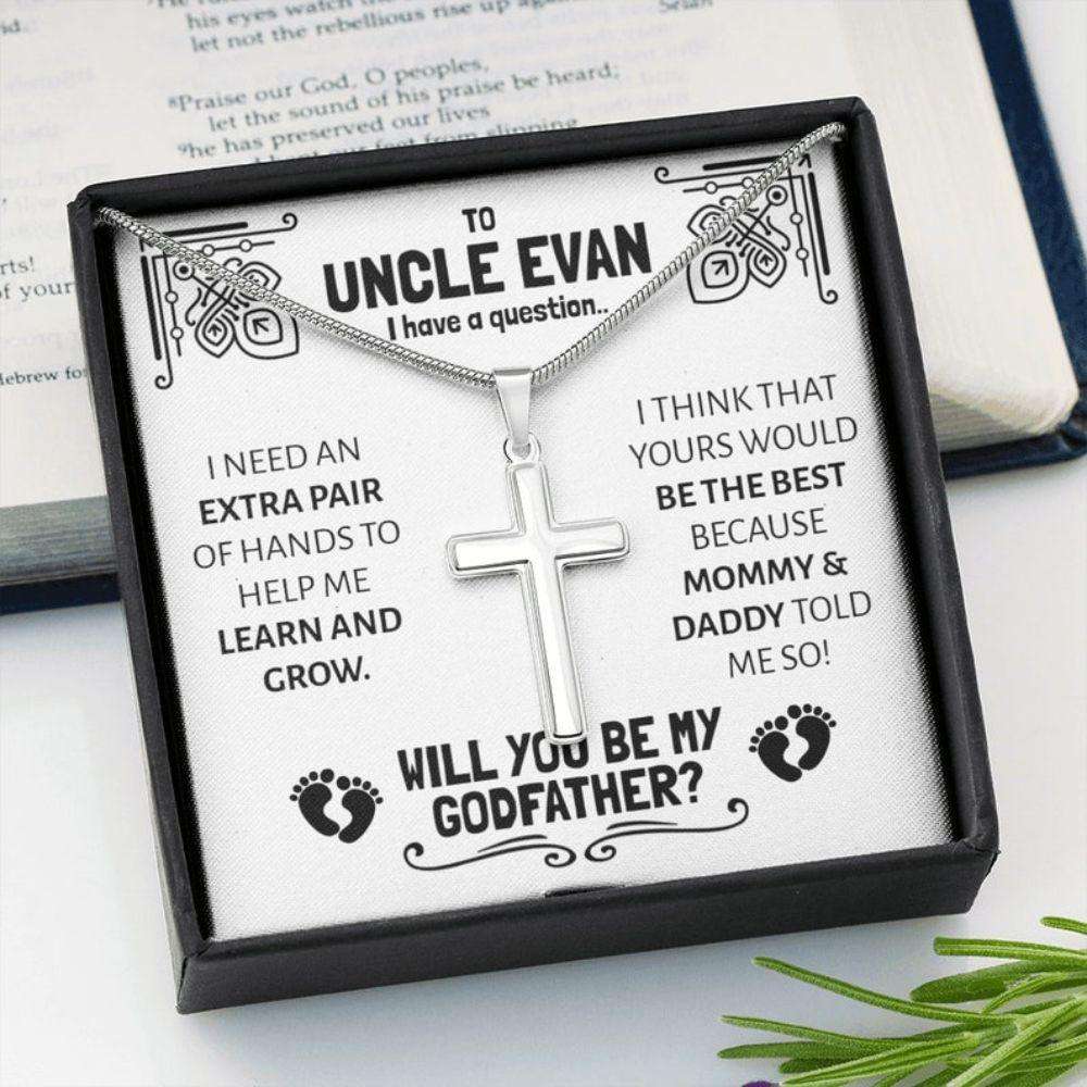 Godfather Necklace, Meaningful Godfather Proposal Cross Necklace, Will You Be My Godfather Gift, Proposing To Godfather Gifts For Godmother/ Godfather Rakva