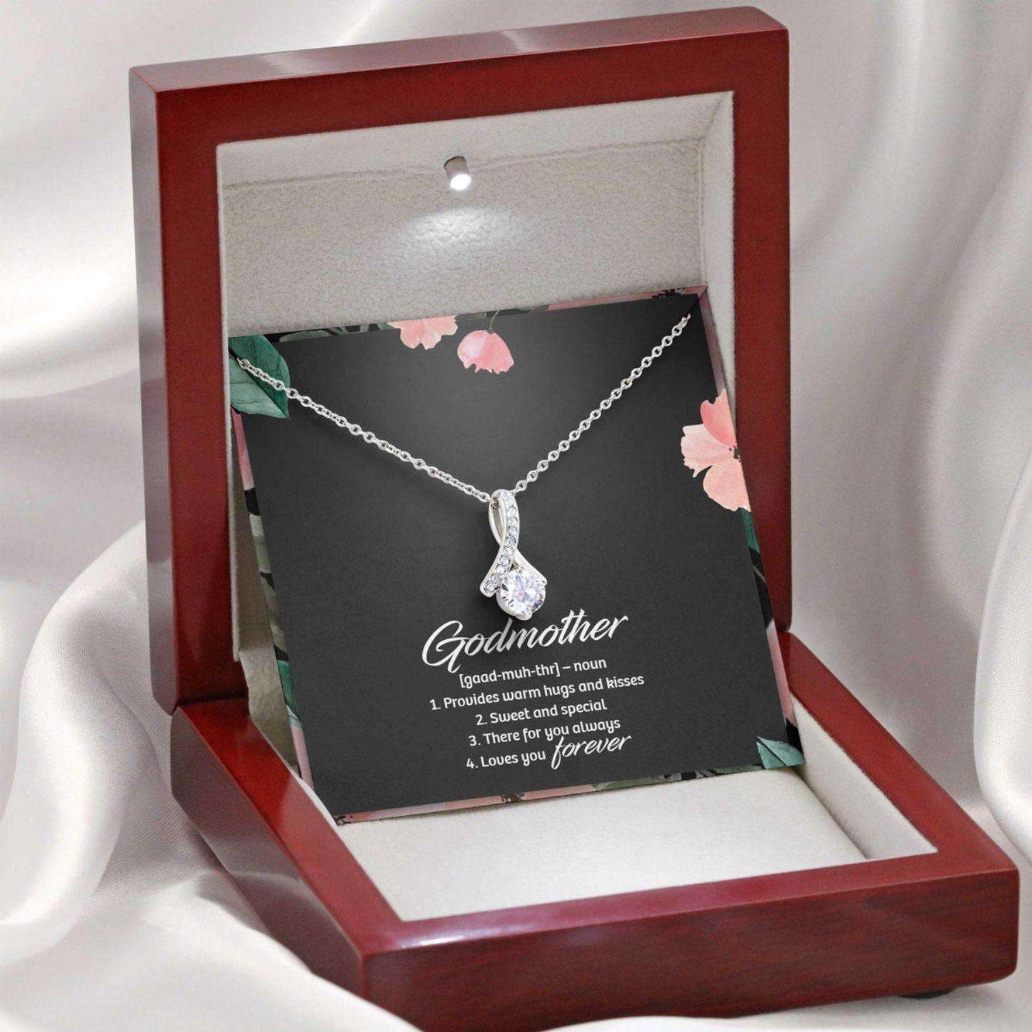 Godmother Necklace, Gift For Mother’S Day Godmother Definition, Message Card Necklace Gifts For Godmother/ Godfather Rakva