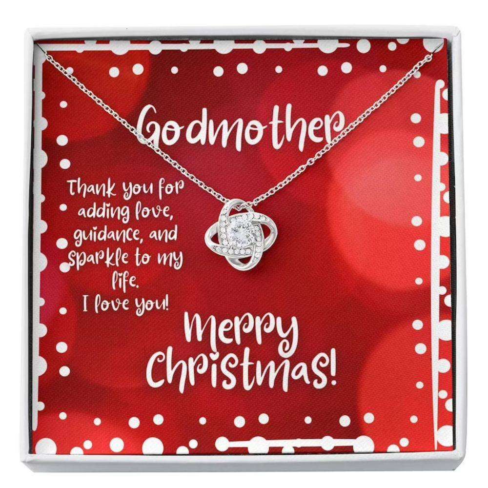 Godmother Necklace, To My Godmother Necklace Gift “ Merry Christmas Sparkle Card Necklace Gifts For Goddaughter / Godson Necklace Rakva