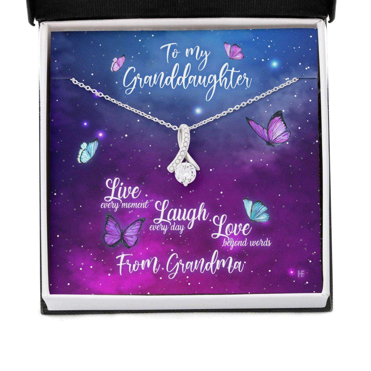 Granddaughter Necklace, Gift For Mother’S Day From Grandma Live Laugh Love, Butterfly Beauty Necklace Gifts For Daughter Rakva