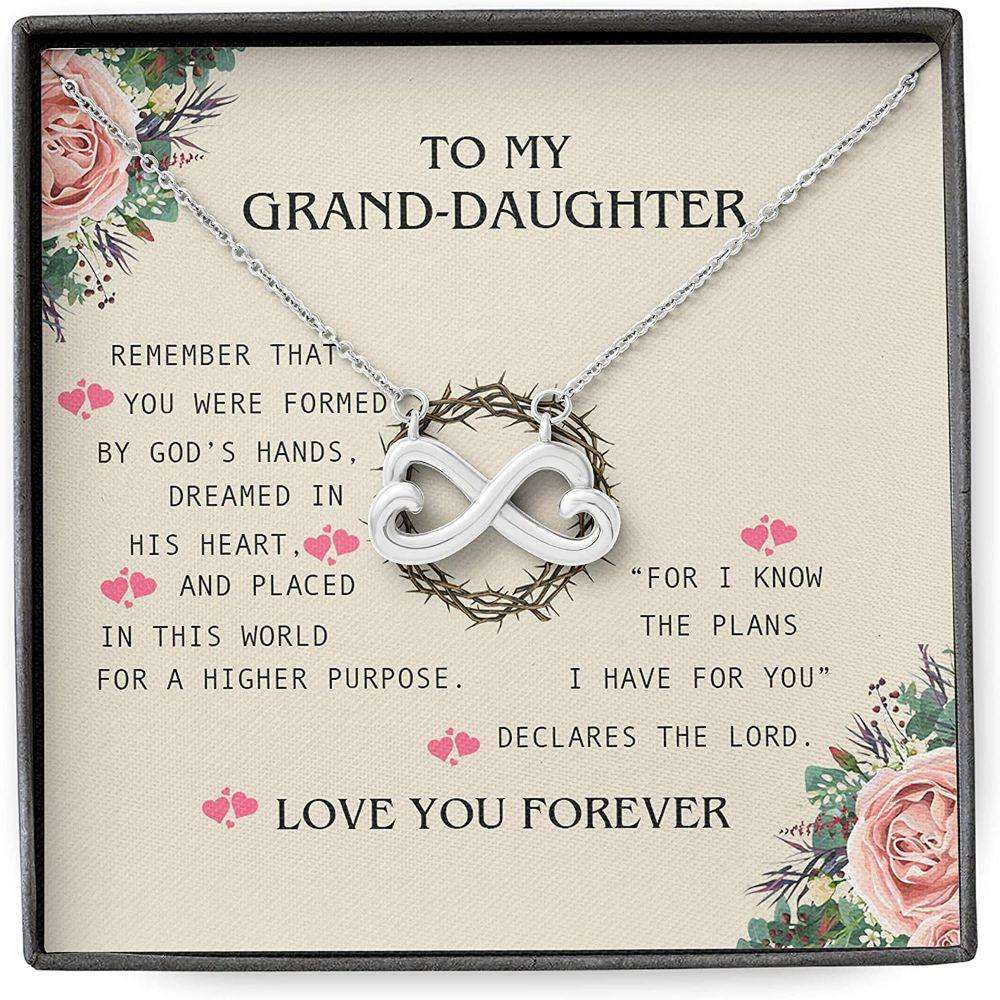 Granddaughter Necklace Gifts, Rose Flower God’S Hand Lord Plan Love Forever Gifts For Daughter Rakva