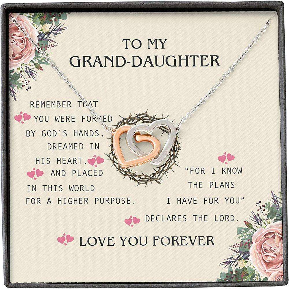 Granddaughter Necklace Gifts, Rose Flower God’S Hand Lord Plan Love Forever Necklace Gifts For Daughter Rakva