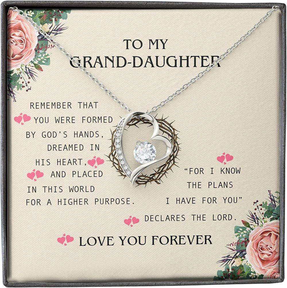 Granddaughter Necklace Gifts, Rose Flower God’S Hand Lord Plan Love Forever Necklace Gifts For Daughter Rakva