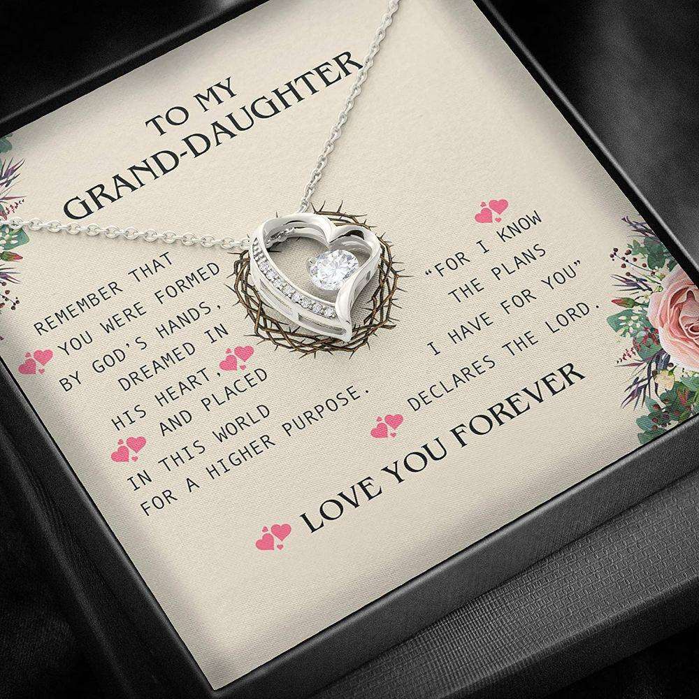 Granddaughter Necklace Gifts, Rose Flower God’S Hand Lord Plan Love Forever Necklace Gifts For Daughter Rakva