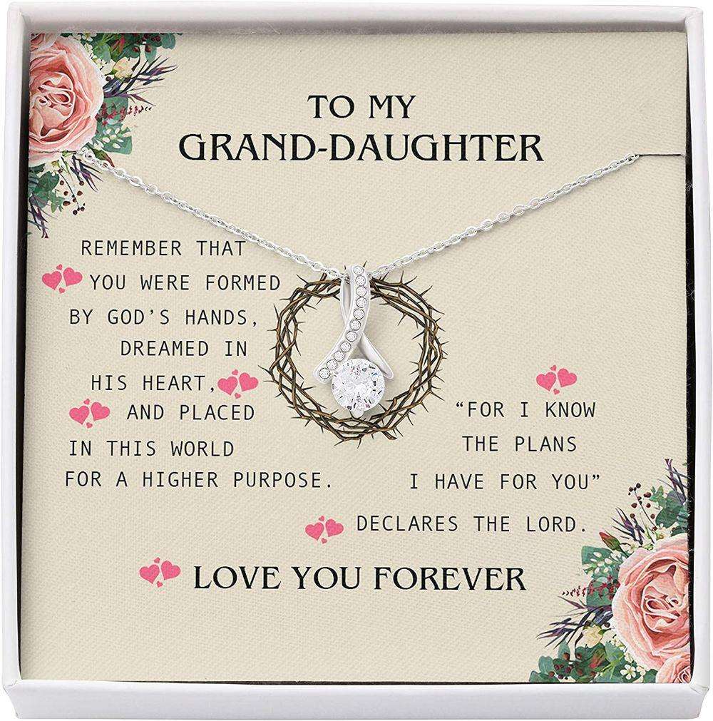 Granddaughter Necklace Gifts, Rose Flower God’S Hand Lord Plan Love Forever Necklace Gifts For Daughter Rakva