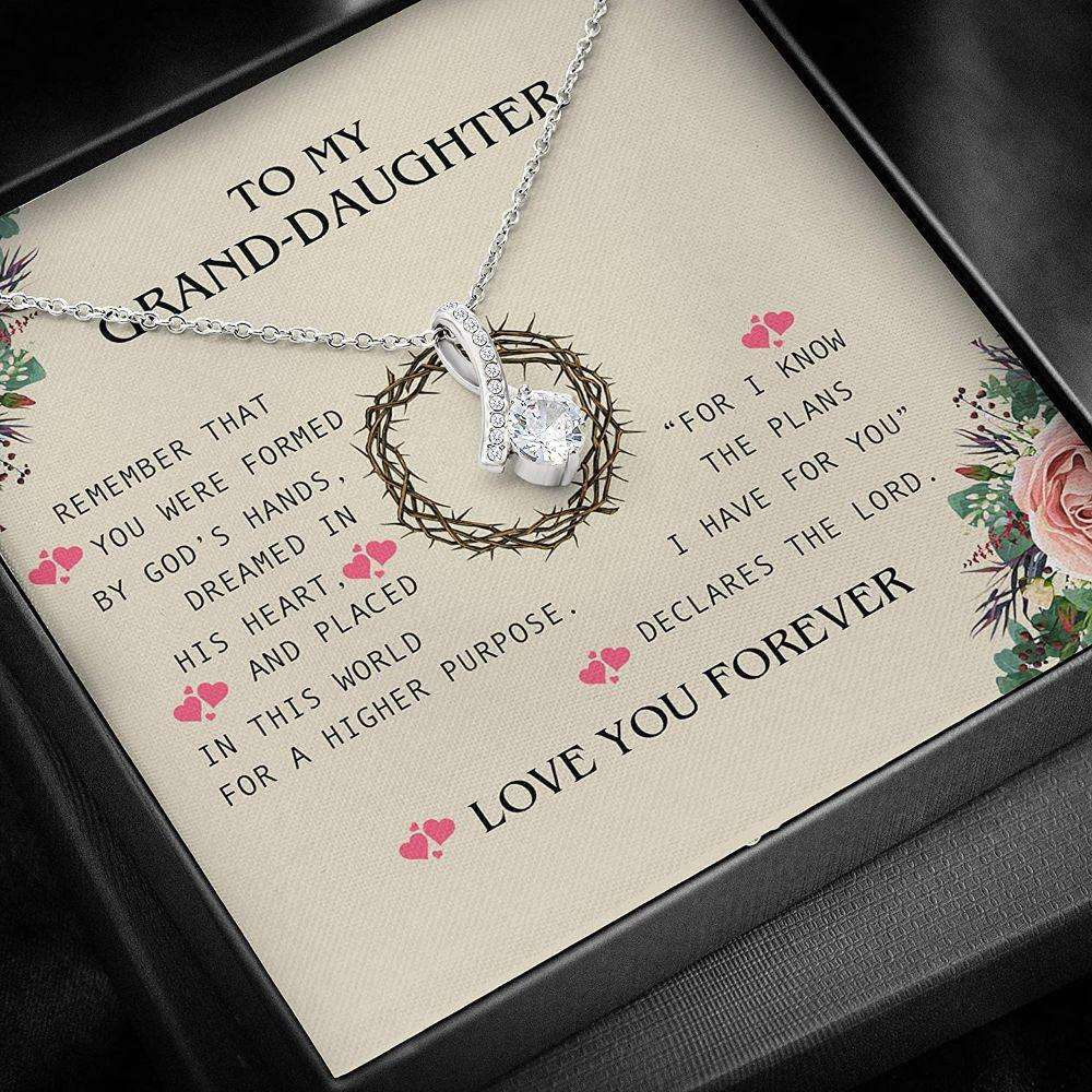 Granddaughter Necklace Gifts, Rose Flower God’S Hand Lord Plan Love Forever Necklace Gifts For Daughter Rakva