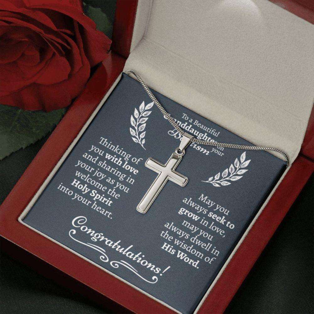 Granddaughter Necklace, Granddaughter Baptism Cross Necklace, Baptism Gift For Girl, Catholic Baptism Gift From Grandparents Gifts For Daughter Rakva