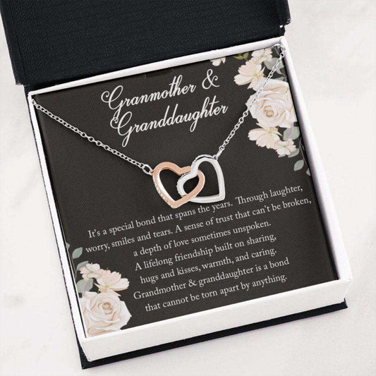 Granddaughter Necklace, Interlocking Heart Necklace, Grandmother & Granddaughter Necklace, Birthday Necklace For Grandmother From Granddaughter Gifts For Daughter Rakva