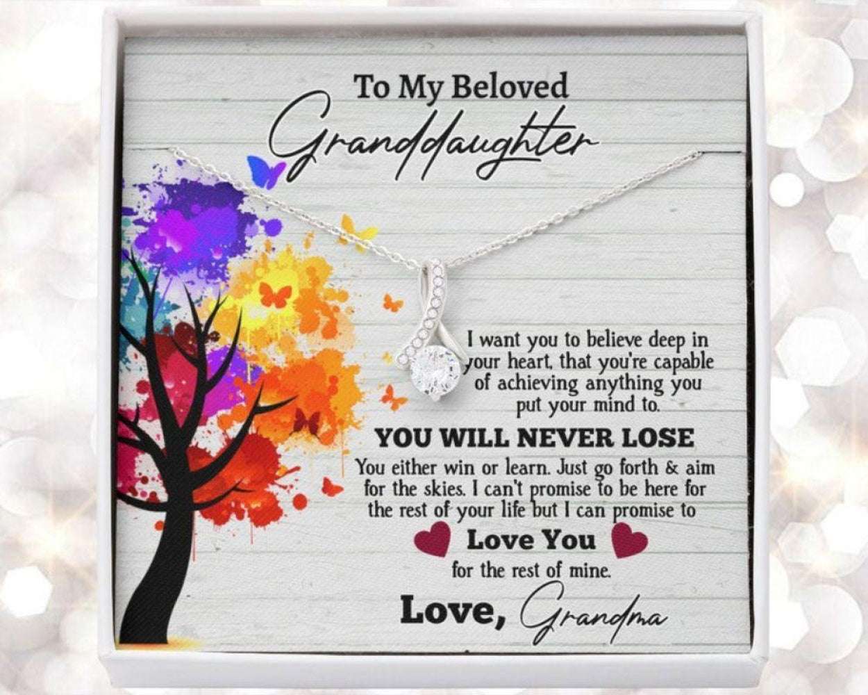 Granddaughter Necklace, My Beloved Granddaughter Necklace, Granddaughter Necklace From Grandma, Nana, Mimi, Grandmother Gifts For Daughter Rakva