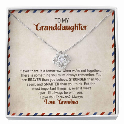 Granddaughter Necklace, Necklace For Granddaughter “ To My Granddaughter Gift From Grandma Nana “ Love Knot Gifts For Daughter Rakva