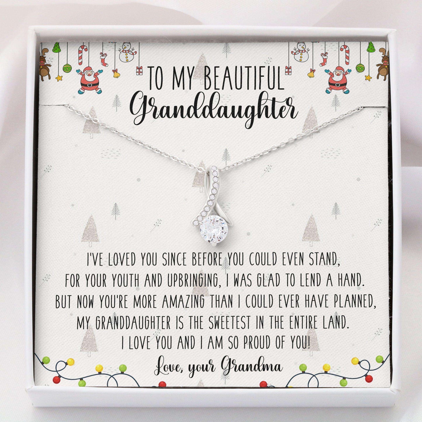 Granddaughter Necklace, To My Beautiful Granddaughter “ Alluring Beauty Necklace Gifts For Daughter Rakva