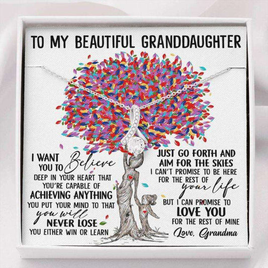 Granddaughter Necklace, To My Beautiful Granddaughter Necklace “ Deep In Your Heart Love Grandma Dughter's Day Rakva