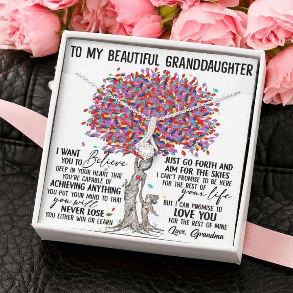 Granddaughter Necklace, To My Beautiful Granddaughter Necklace Gift I Want You To Believe Deep In Your Heart Love Grandma Gifts For Daughter Rakva